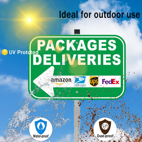 Cefrashi outdoor delivery sign reduces confusion for multiple carrier visits.
