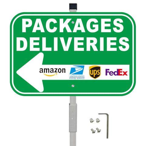 Cefrashi package deliveries sign with left arrow and 12x8 inches for clear directions.