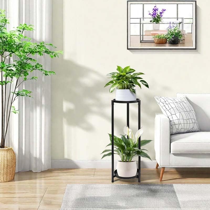 CEFZUM heavy-duty plant shelf keeps pots secure on corners.