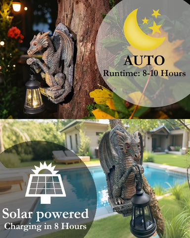 CeiooCei antique-bronze dragon garden decor adds character to exteriors.