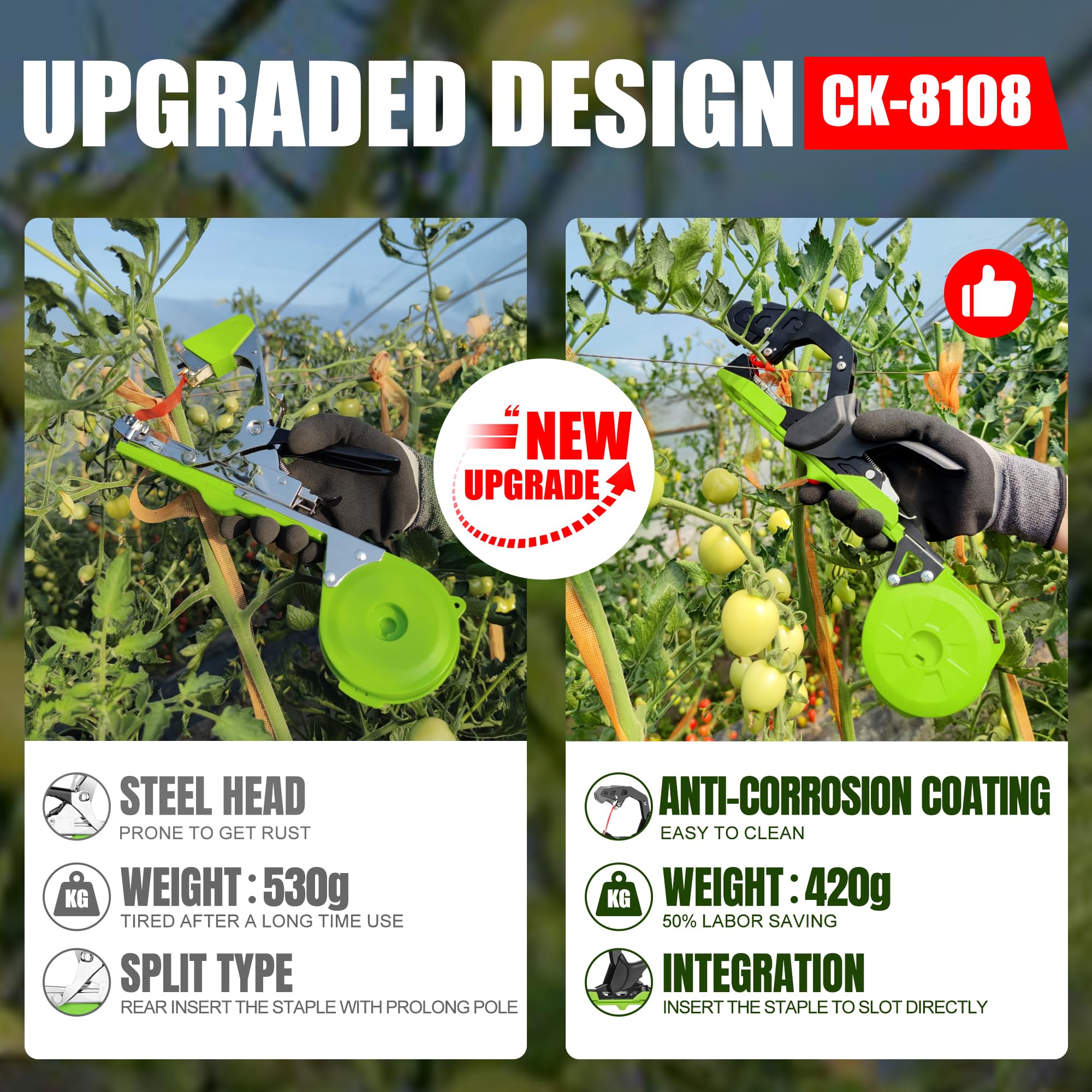 Cekegon ergonomic non-slip handle improves grip.