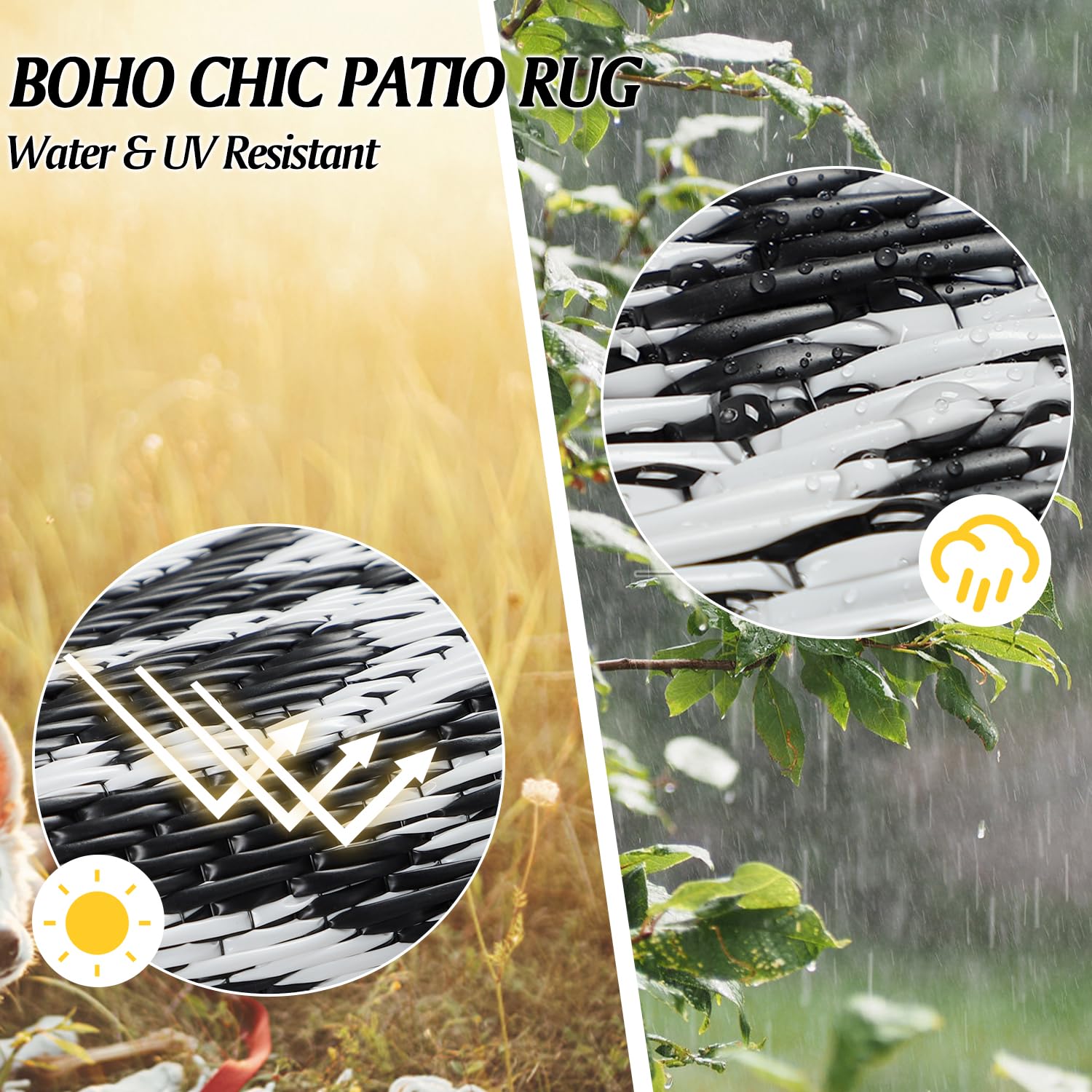 Cekene rug easy to wipe or hose off after outdoor use.