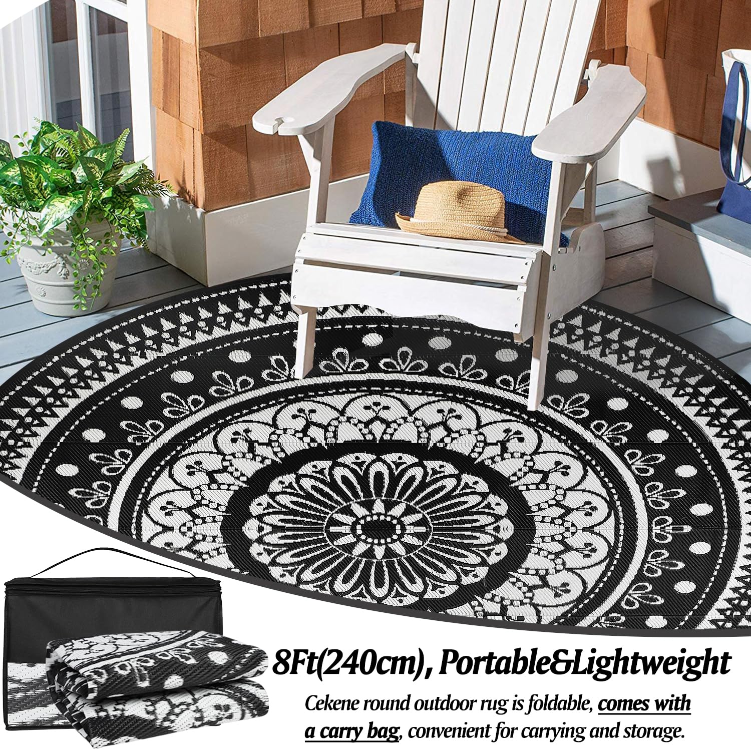 Cekene waterproof plastic straw rug keeps feet dry outdoors.