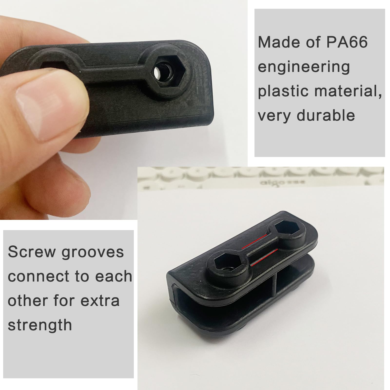 Celeyearnirs 2-Way connector detail emphasizes robust engineering plastic.
