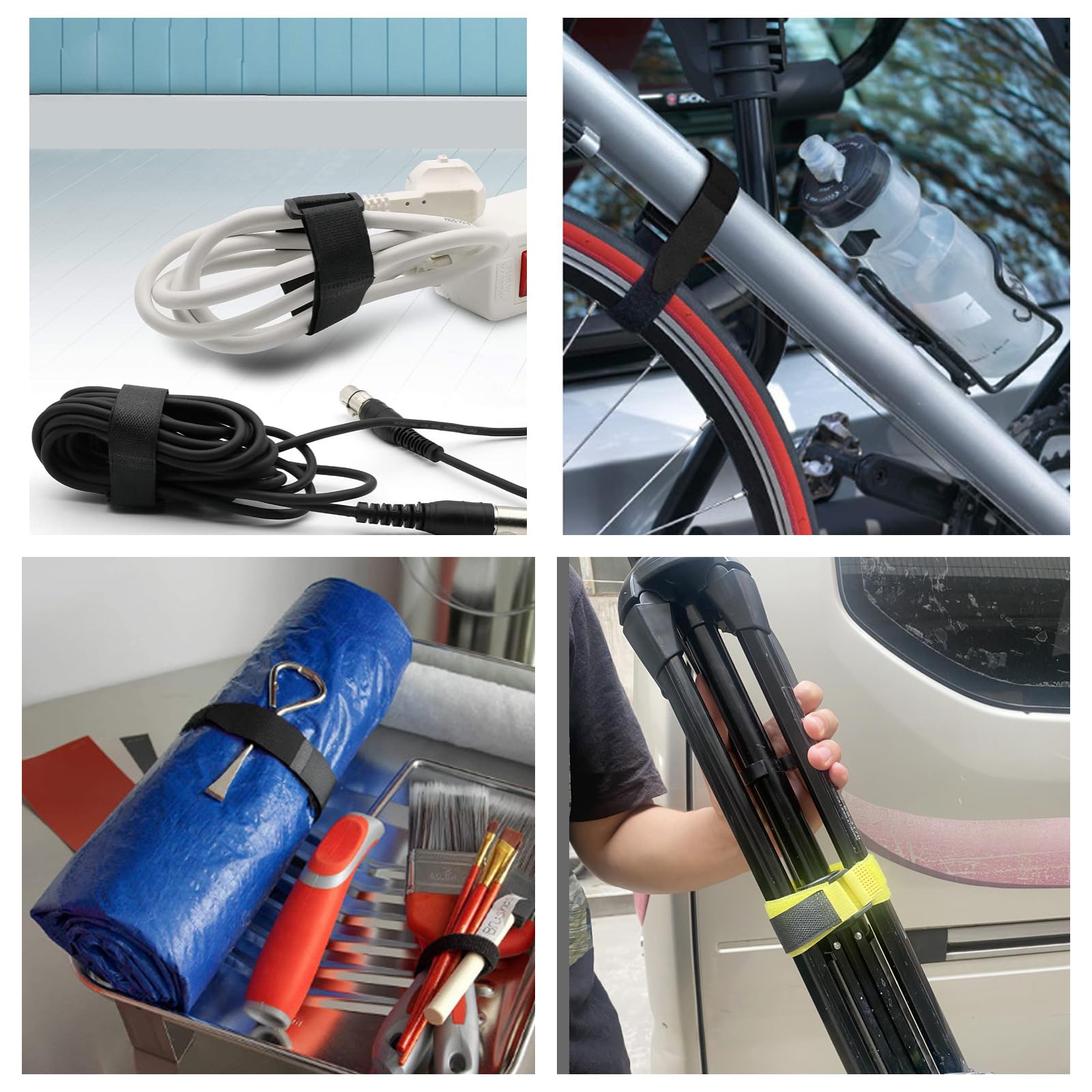 Celeyearnirs multipurpose strap bundles cords and hoses neatly.