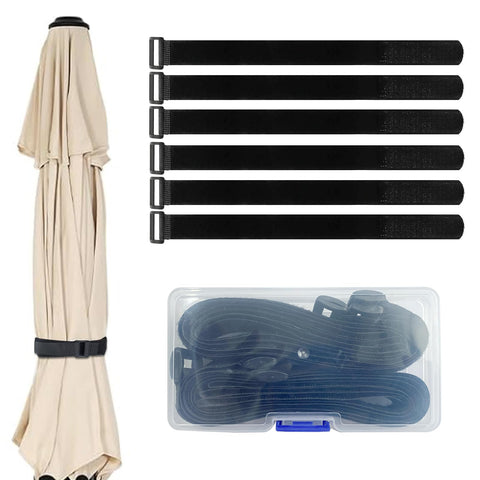Celeyearnirs umbrella tie strap black 60cm on parasol for secure storage.