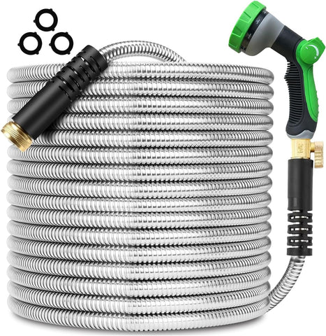 Celiamusing 150ft metal garden hose with stainless steel casing for durability