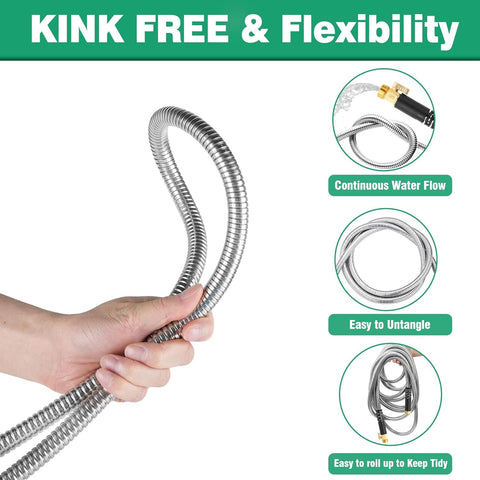 Celiamusing 200ft metal hose 3/4in fittings provide leak-proof connection