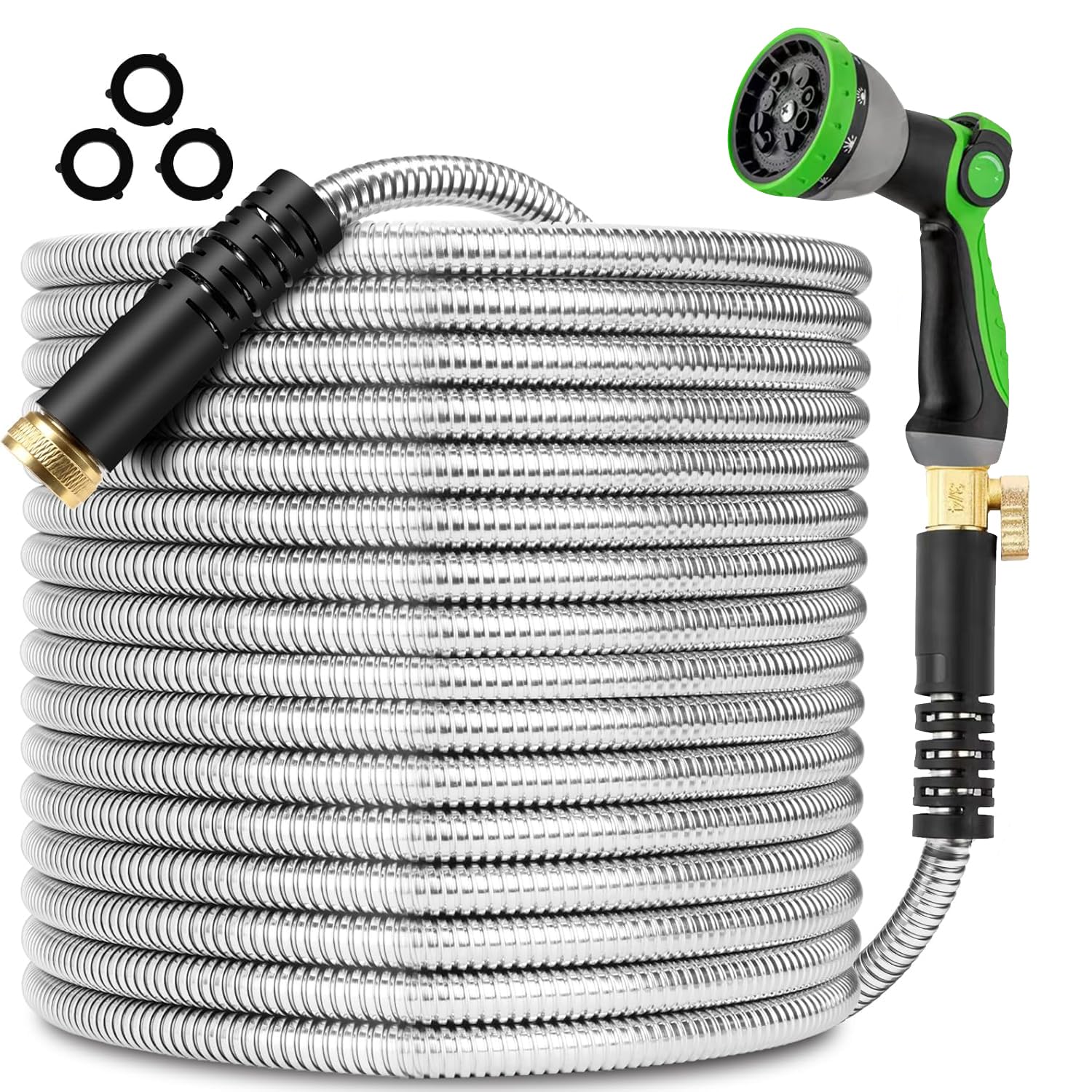 Celiamusing 200ft metal hose coiled storage for easy garden organization