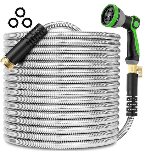 Celiamusing 200ft metal hose coiled storage for easy garden organization