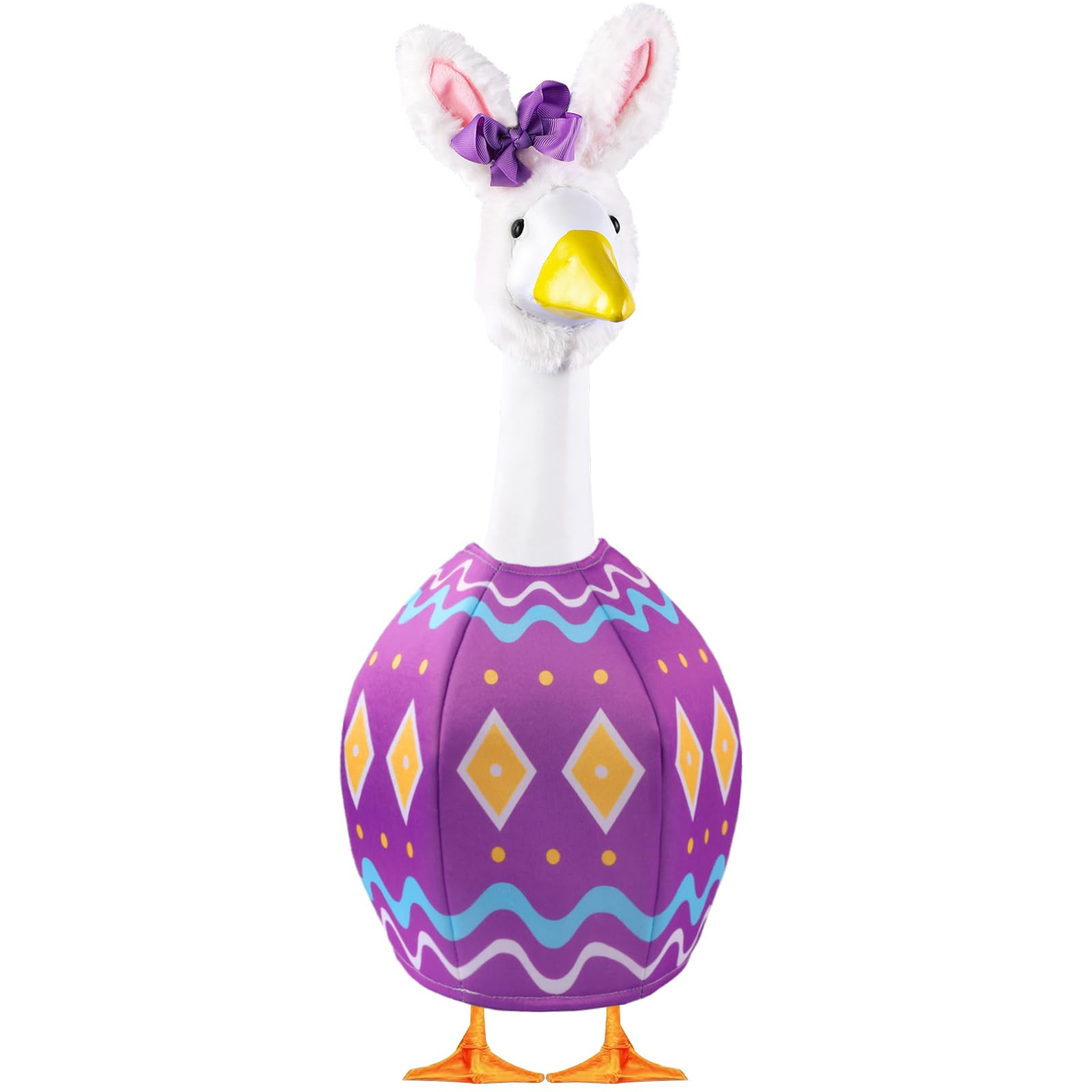 Celltestria Easter goose outfit on a 23-inch goose adds porch decor charm