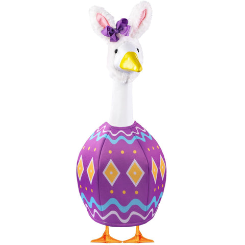 Celltestria Easter goose outfit on a 23-inch goose adds porch decor charm