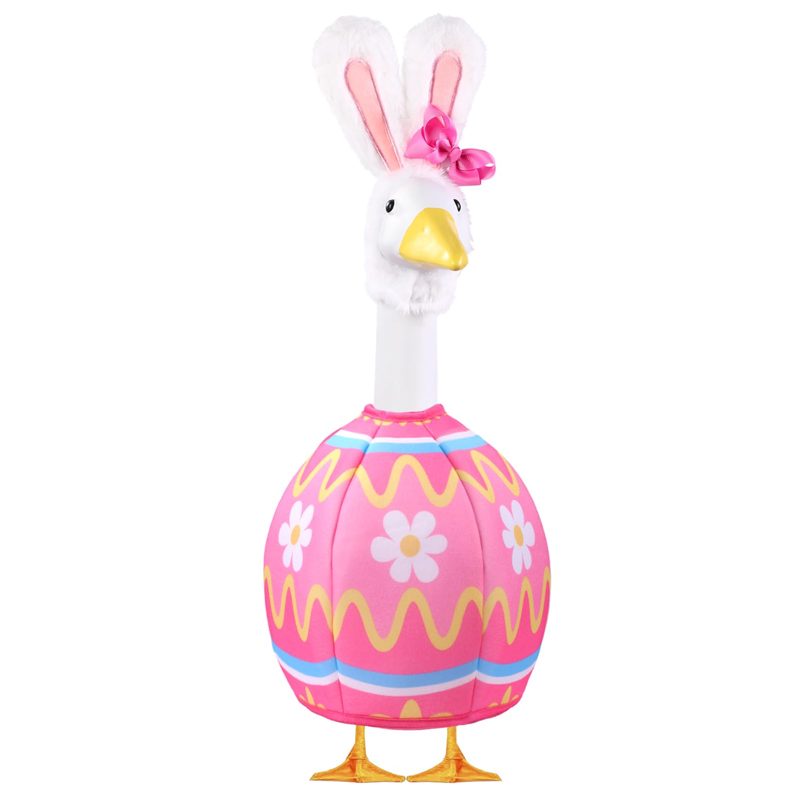 Celltestria Easter goose outfit with pink egg design enhances garden decor.