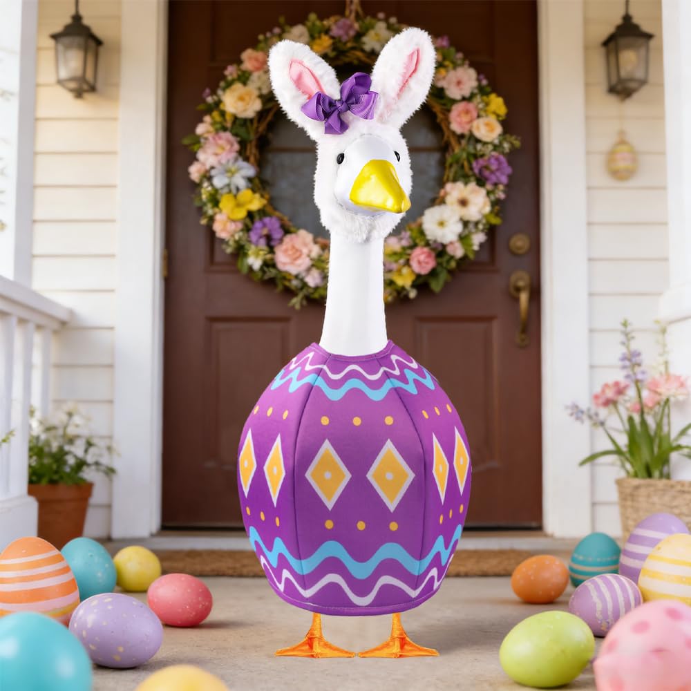 Celltestria porch goose decoration setup enhances spring yard display