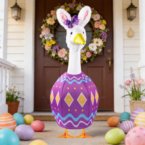 Celltestria porch goose decoration setup enhances spring yard display