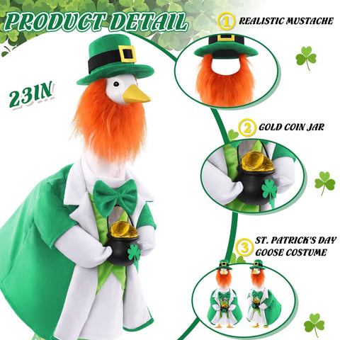 Celltestria St Patrick's Day goose hat enhances outdoor display with classic bearded style