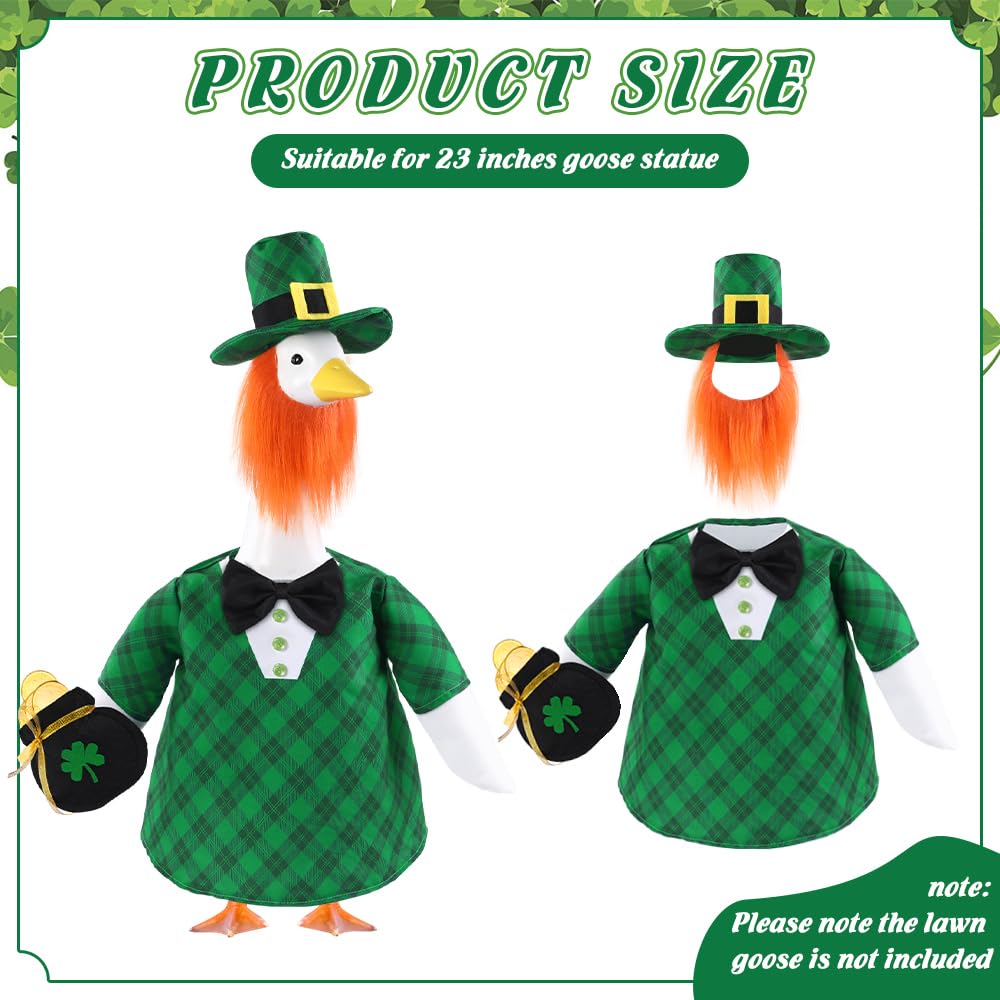 Celltestria St Patrick's hat with beard on goose costume for festive yard display.