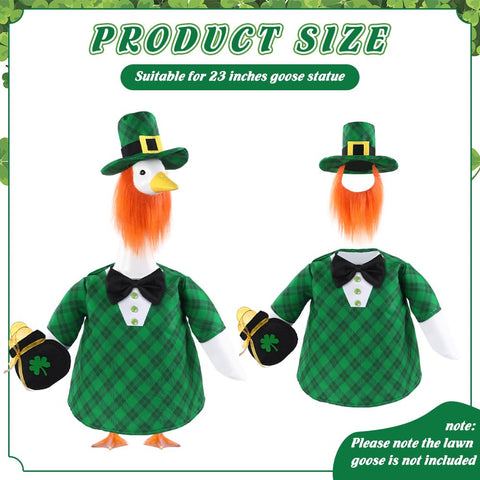 Celltestria St Patrick's hat with beard on goose costume for festive yard display.