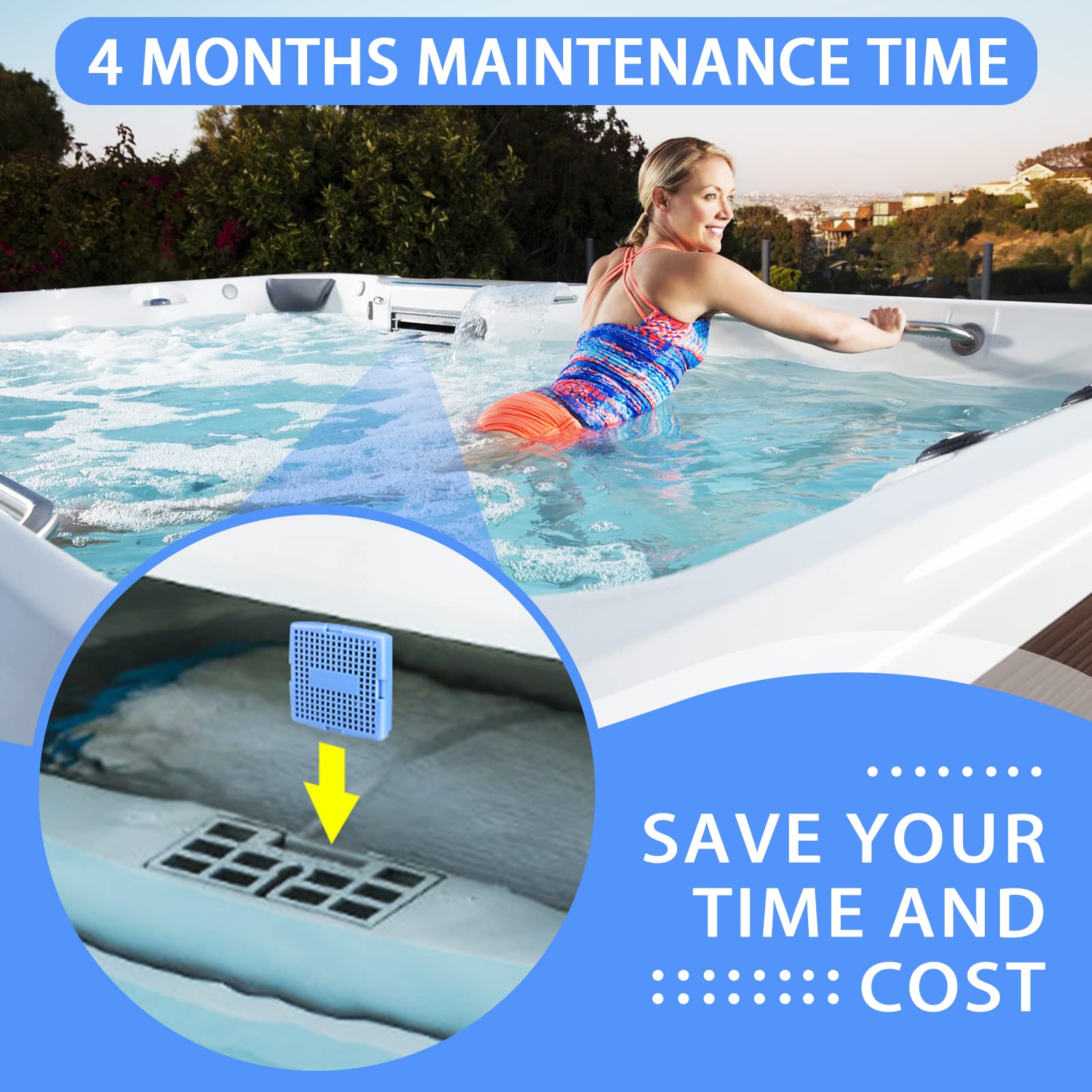 Cendasun cartridge demonstrates four-month purification and balance in spa.