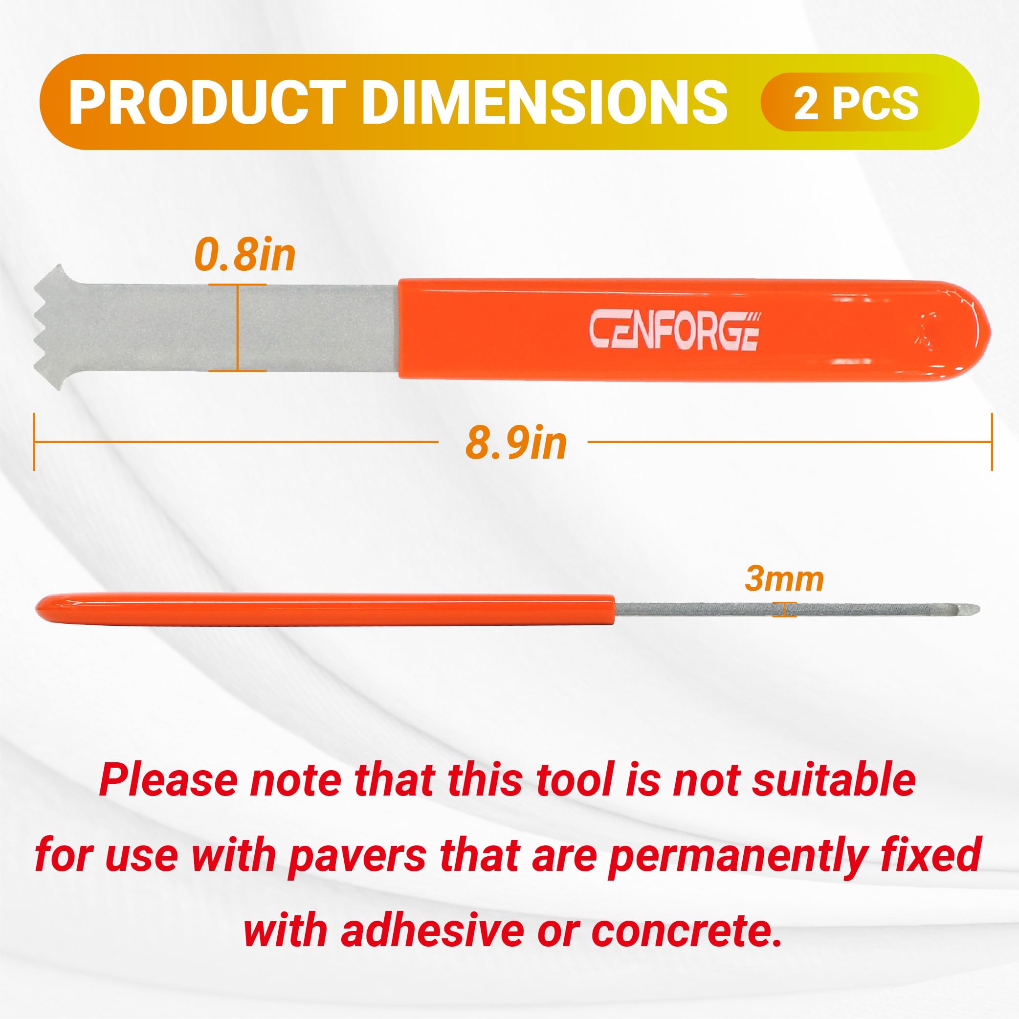 CENFORGE paver extractor with micro-serrated teeth for secure grip on pavers.