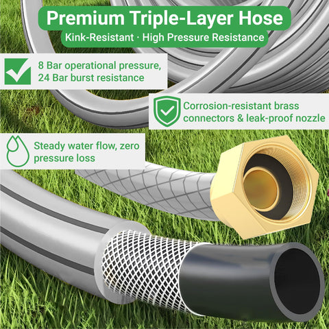 CENFORGE 180-degree wall bracket pivots, reducing hose bending during movement.