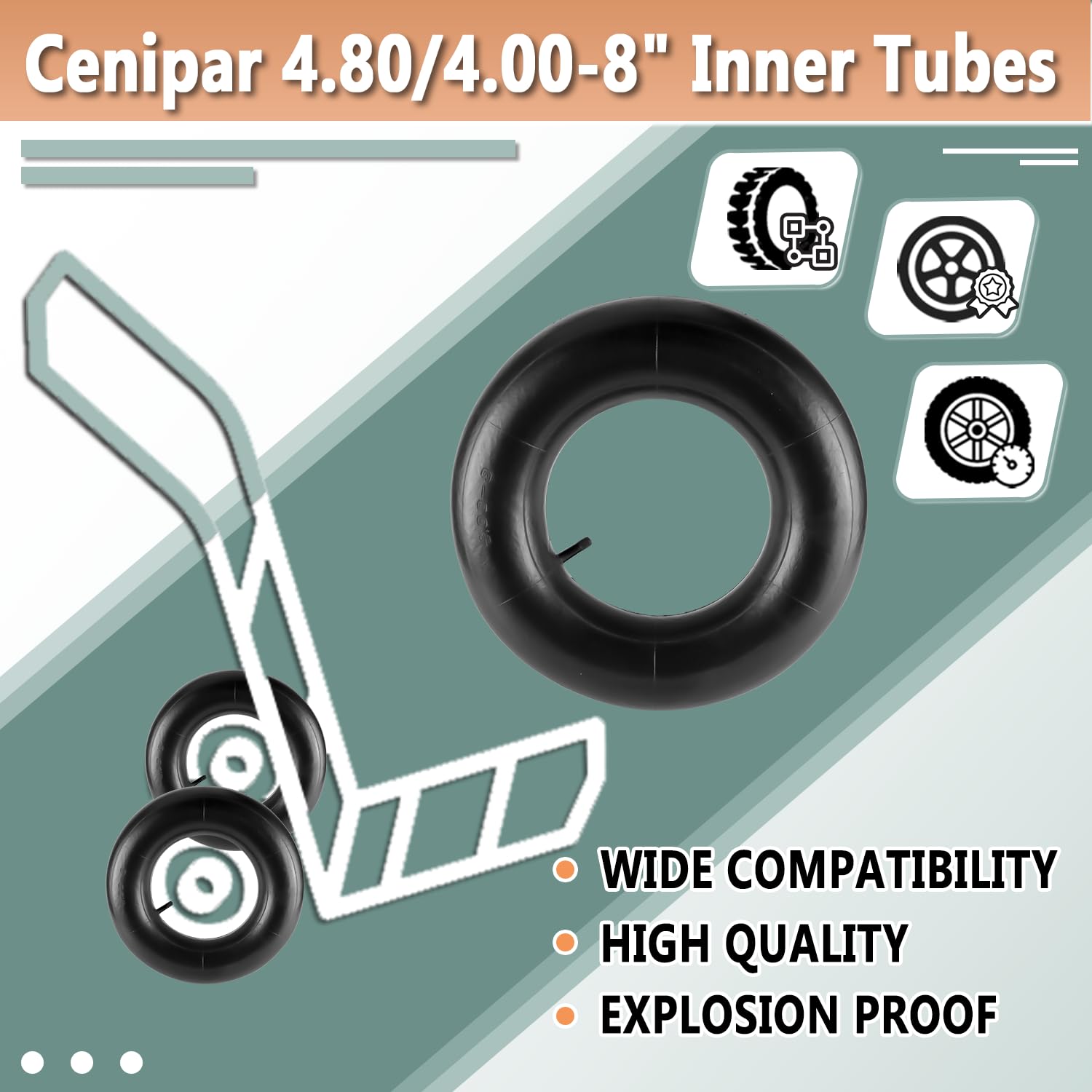 Cenipar 4.80/4.00-8 inner tube mounted on wheel.
