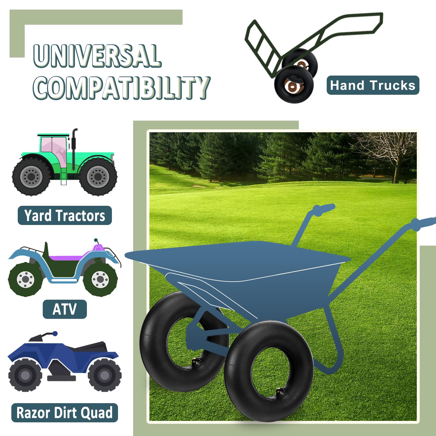 Cenipar inner tube installed on a garden cart wheel.