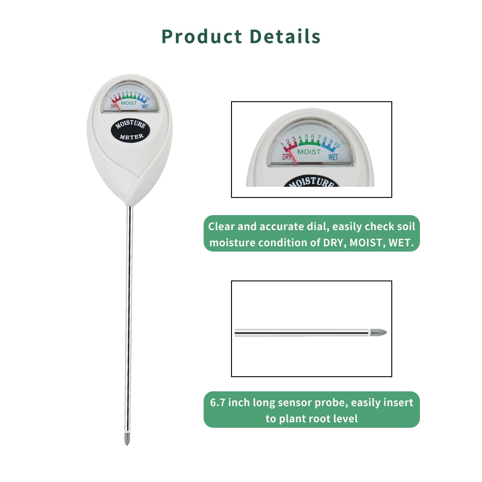 Censinda 6-7 inch probe reaches root zone for quick readings