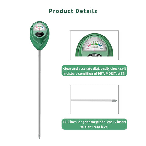 Censinda twelve-point-six-inch probe reaches root zone for accurate moisture checks.