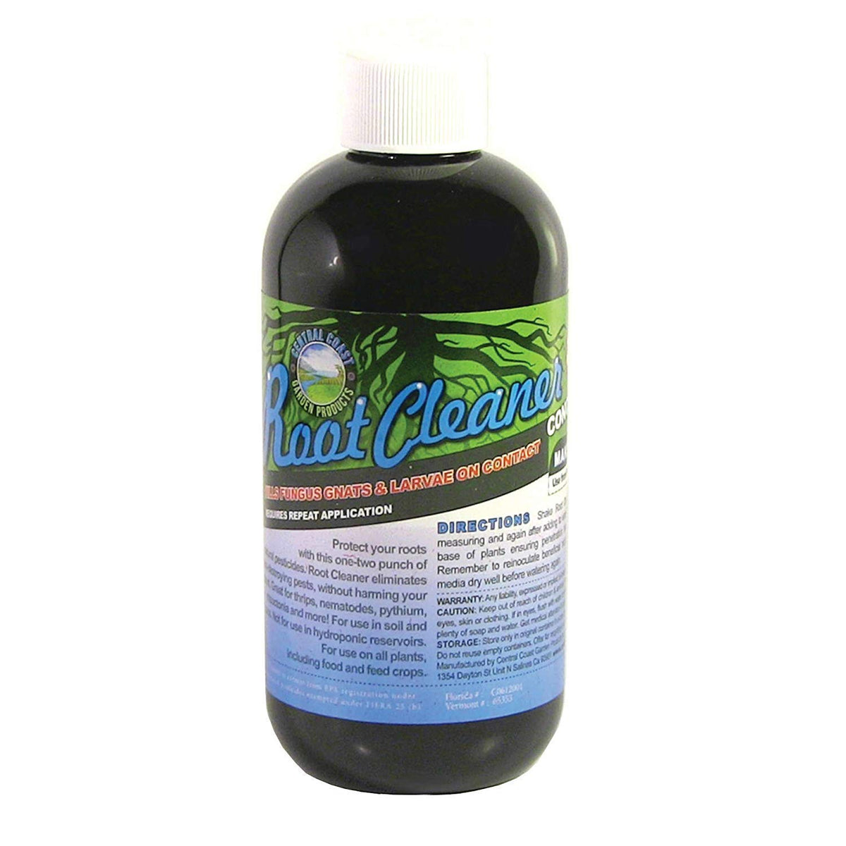 Central Coast Root Cleaner bottle for soil pest control in the root zone.