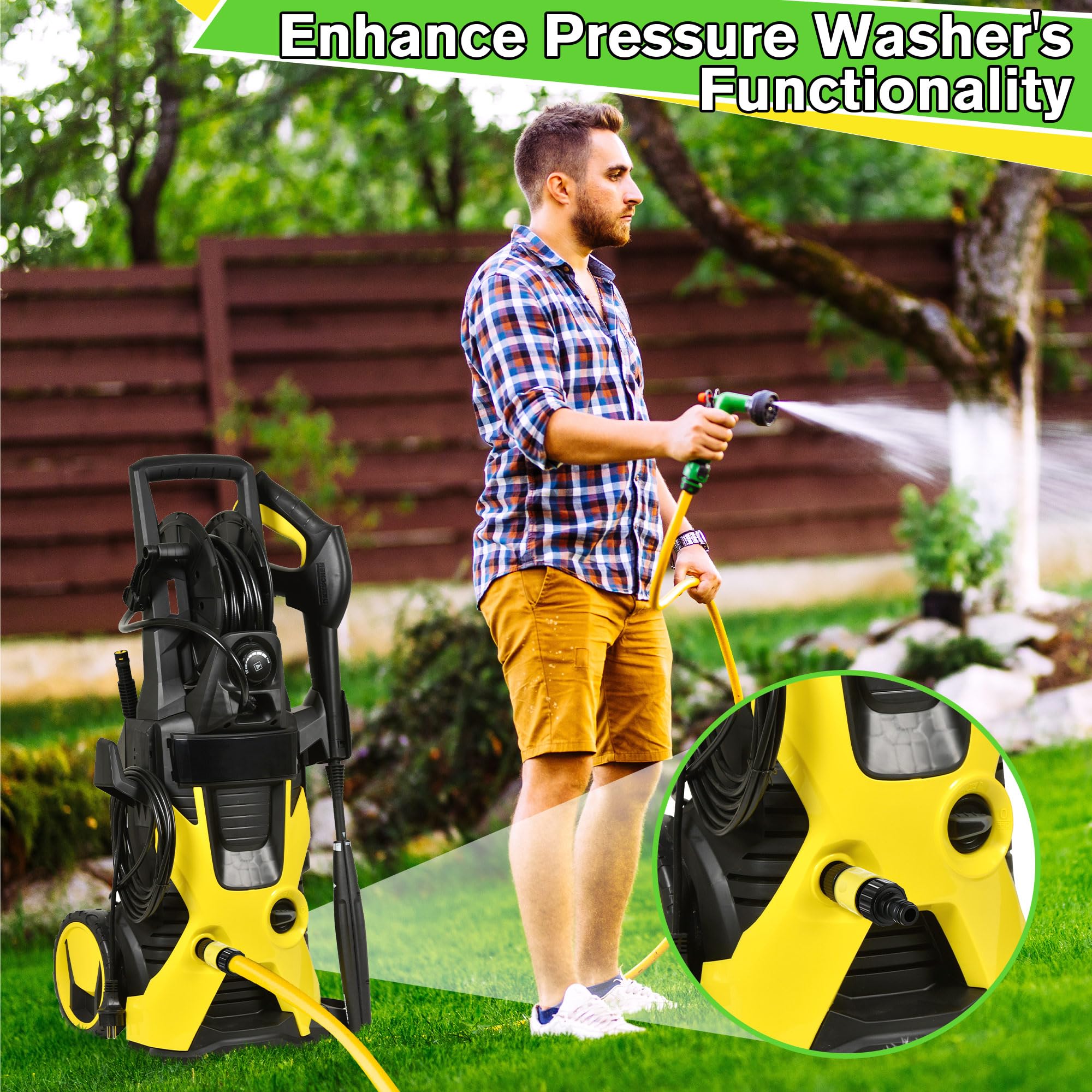 Ceoighe electric pressure washer quick connect shown on a Karcher unit for easy switching