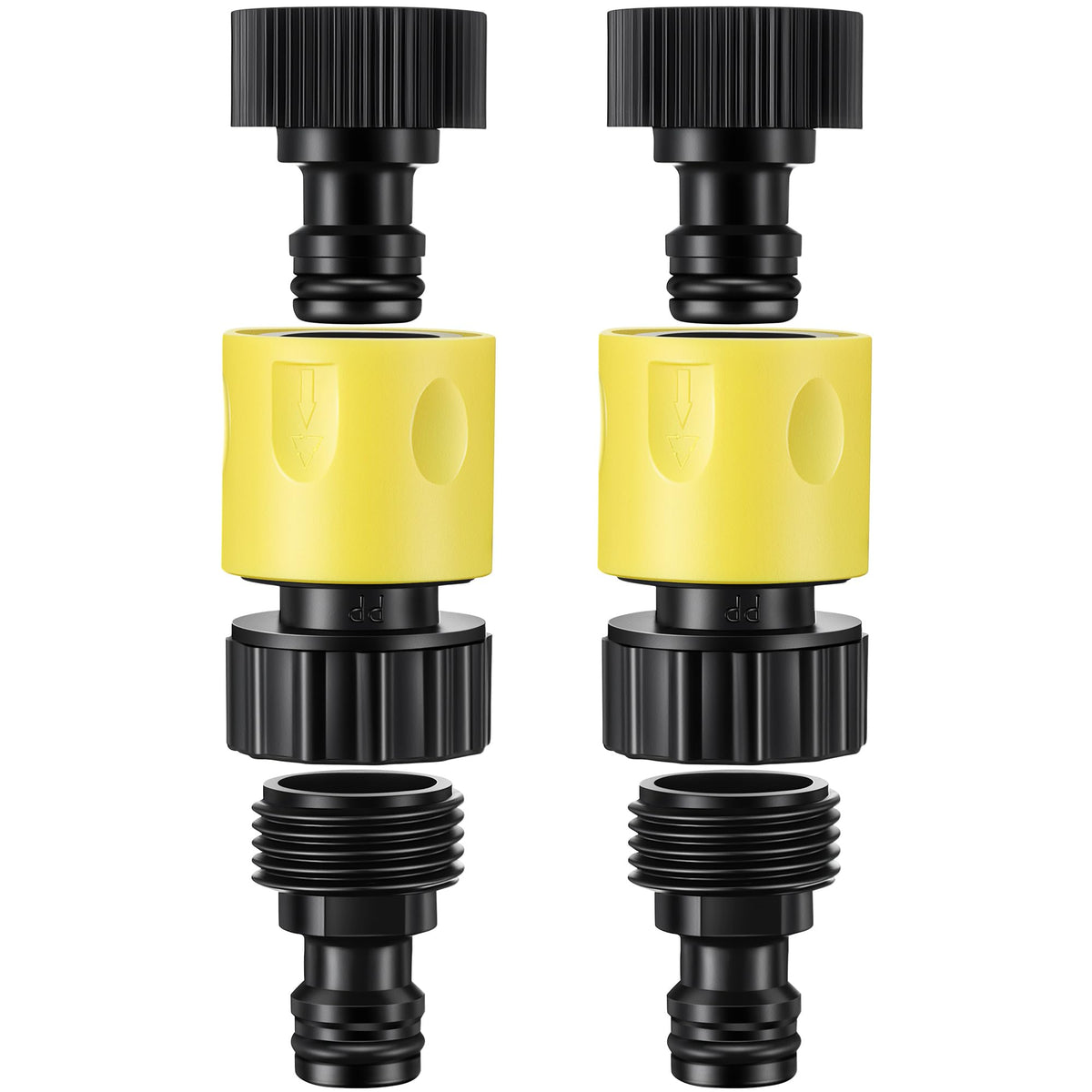 Ceoighe garden hose quick connector attached to a pressure washer for a fast, secure hookup
