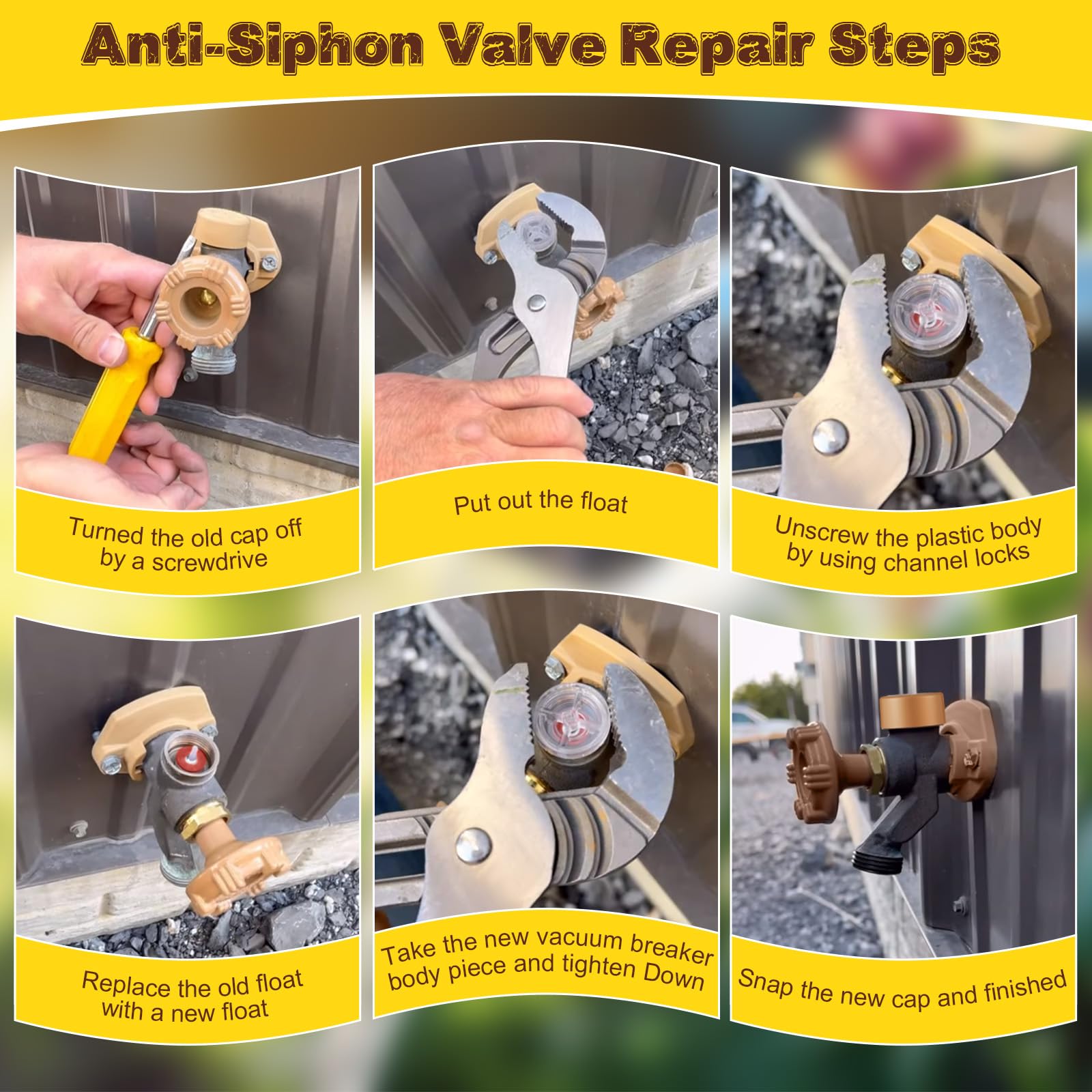 Ceoighe outdoor faucet repair kit facilitates quick leak fixes and backflow prevention