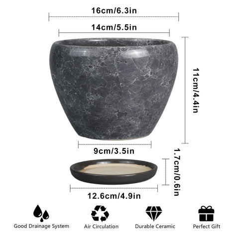 Ceramicfor modern glaze round planter ideal for windowsills and desks.