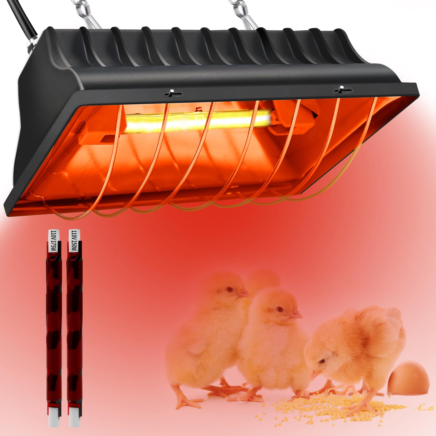 CERISURIO chicken coop heating lamp 250W providing even warmth for poultry.