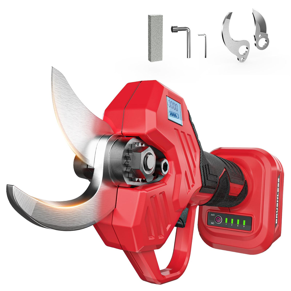 Cerycose cordless pruning shears with LCD display for precise pruning