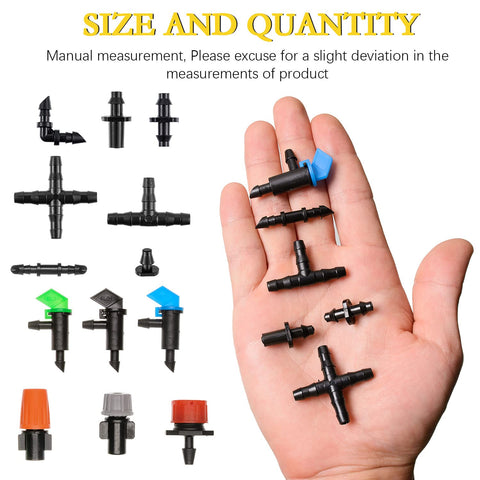 Tees and 4 way connectors enable flexible drip layouts