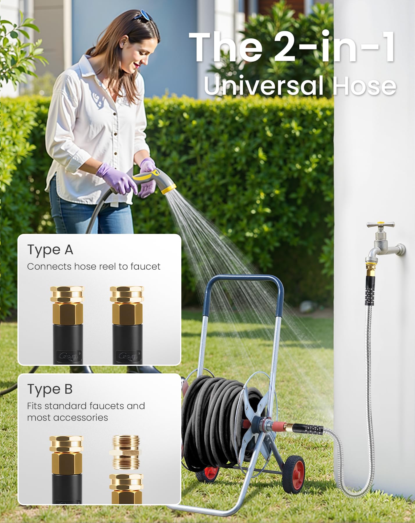 Cesun flexible kink-free hose bends easily around obstacles during gardening tasks.