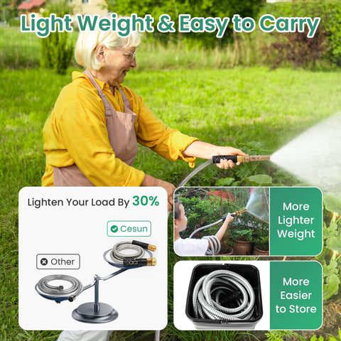 Cesun 50ft flexible kink-free design enables easy navigation around obstacles.