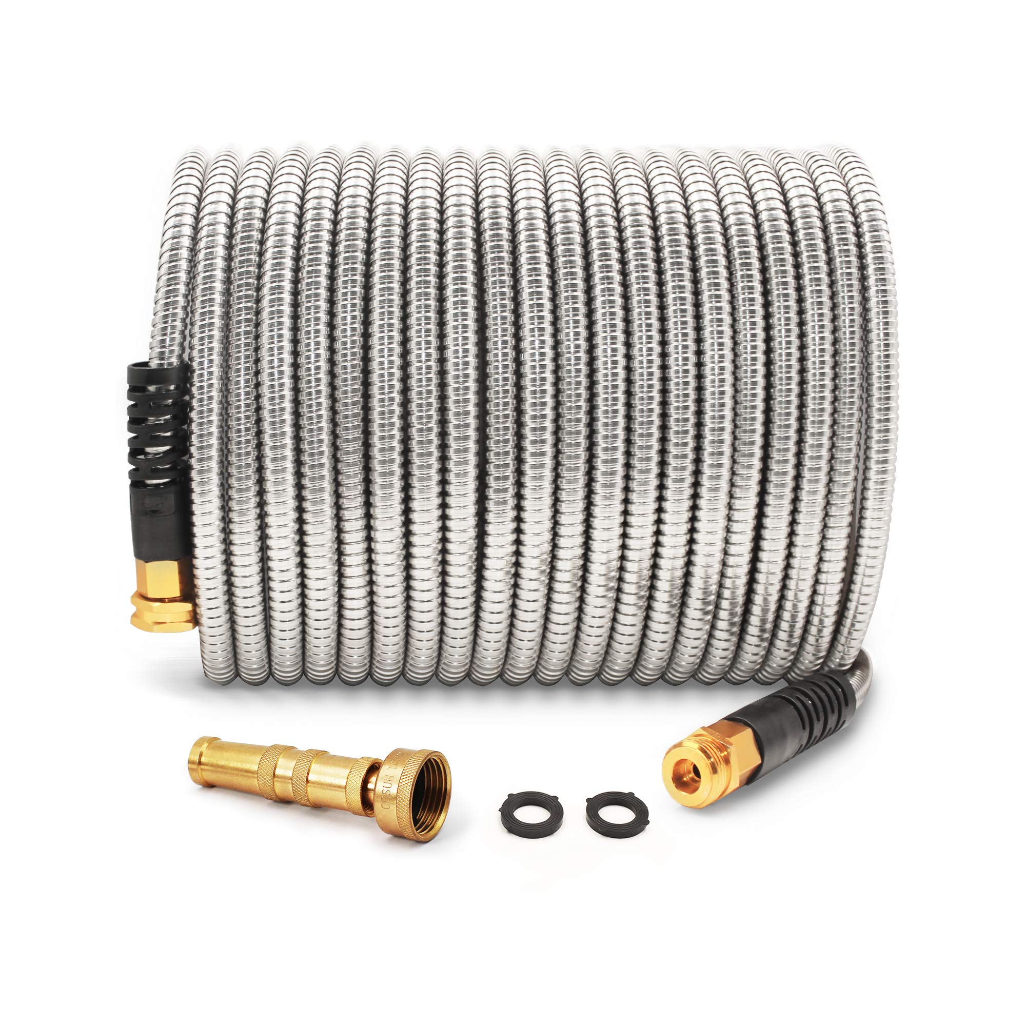 Cesun 50ft metal hose exterior durability for long-lasting outdoor use, even in gardens and yards.