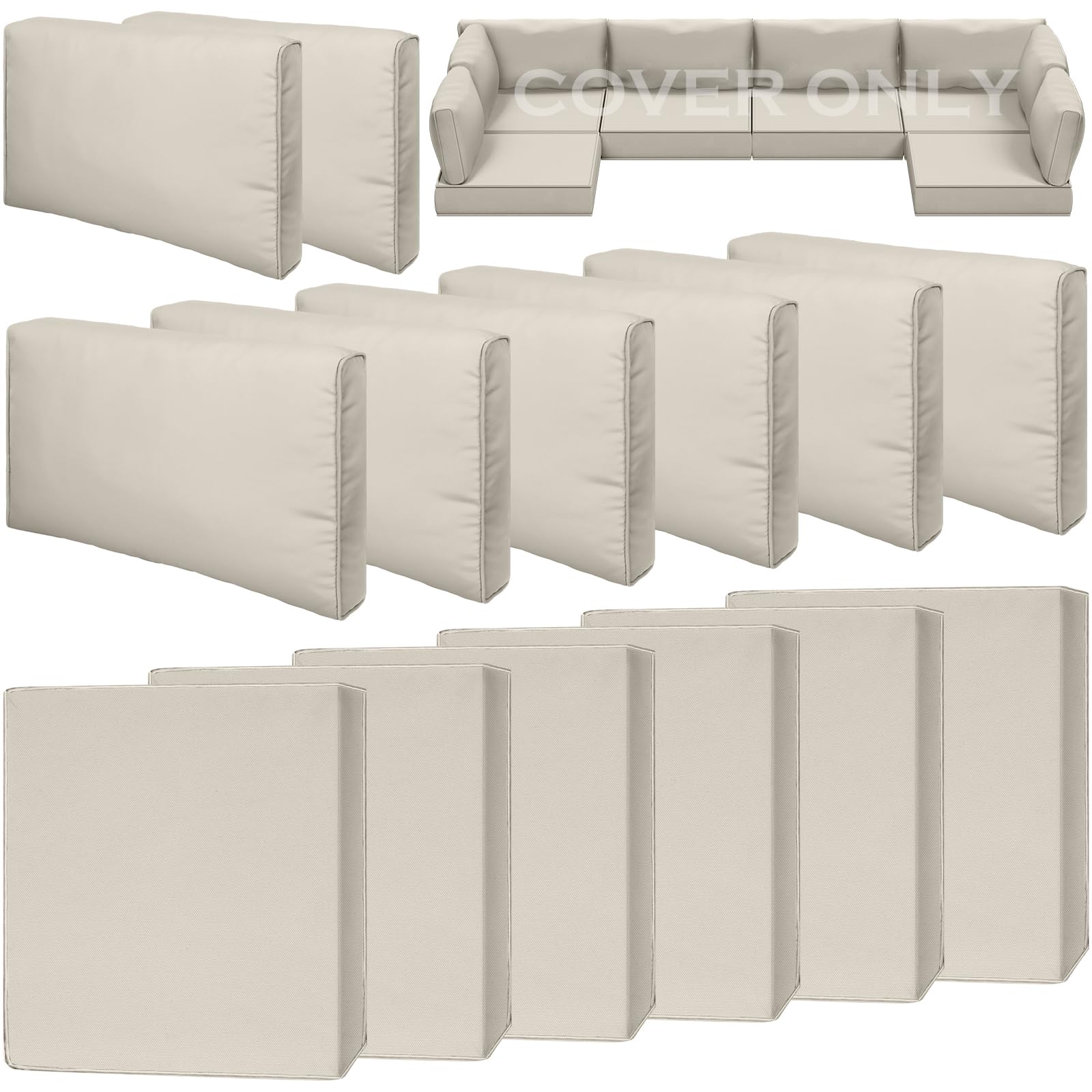 Cethytirko 14-piece patio cushion covers assembled on a 6-seat sectional