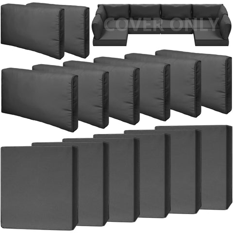 Cethytirko 14-piece outdoor cushion covers on a 6-seat sectional, ready to replace