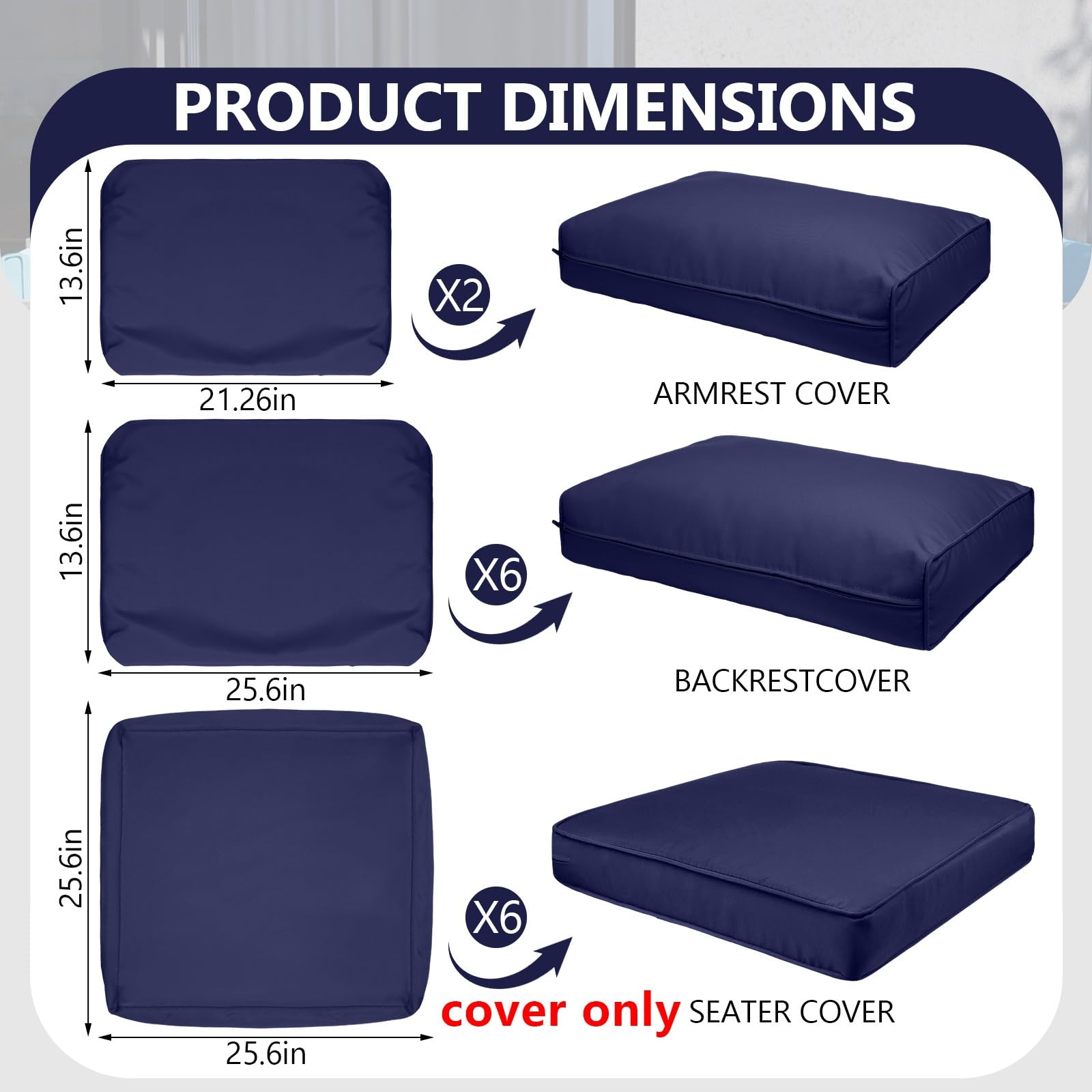 Cethytirko six-seat sectional cushion covers refresh outdoor seating.
