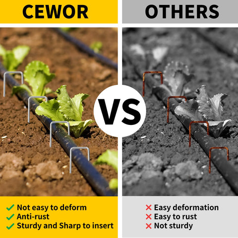 CEWOR barrier fabric staples resist rust, keeping fabric in place during weather and wind