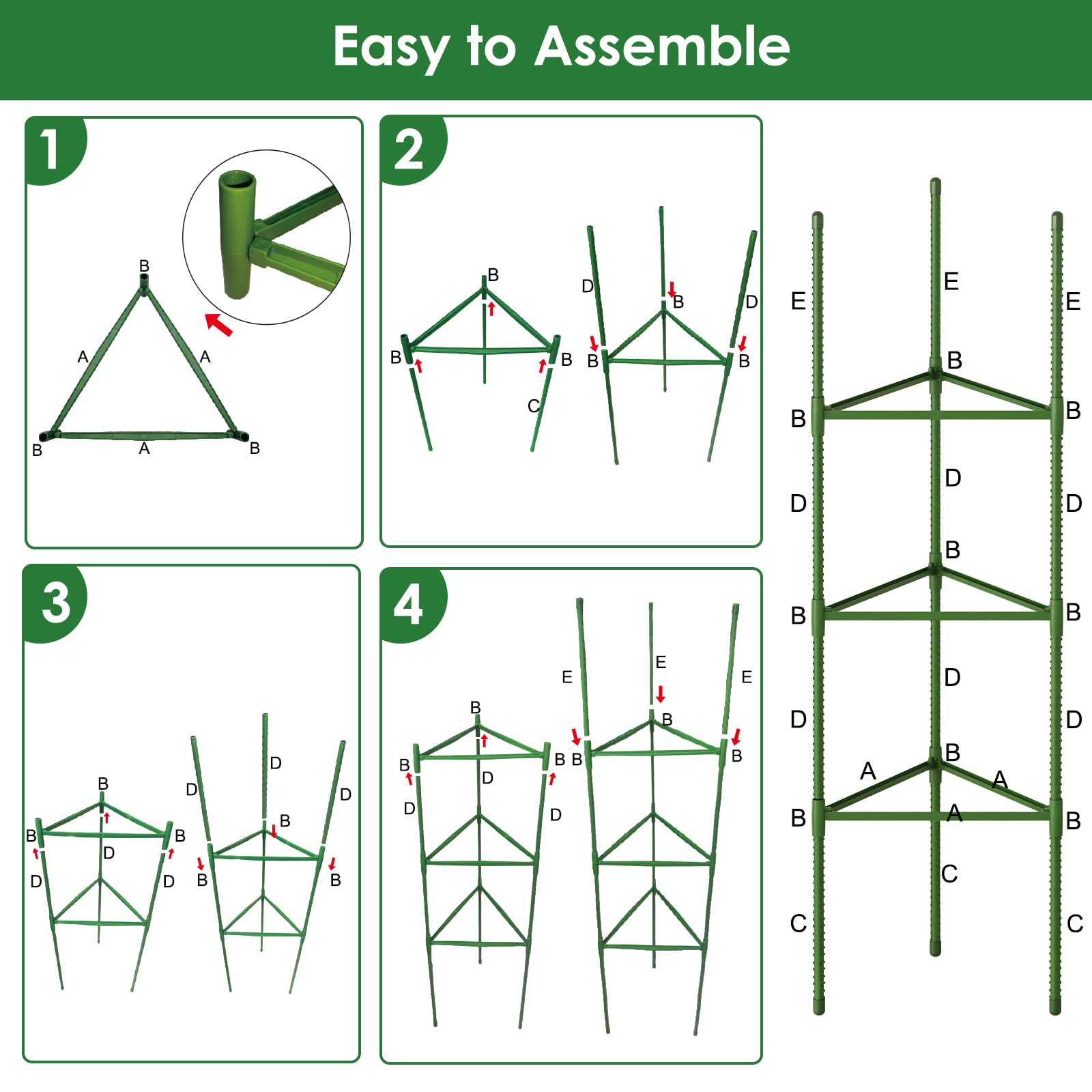 CEWOR easy-assembly tomato trellis simplifies setup without tools.