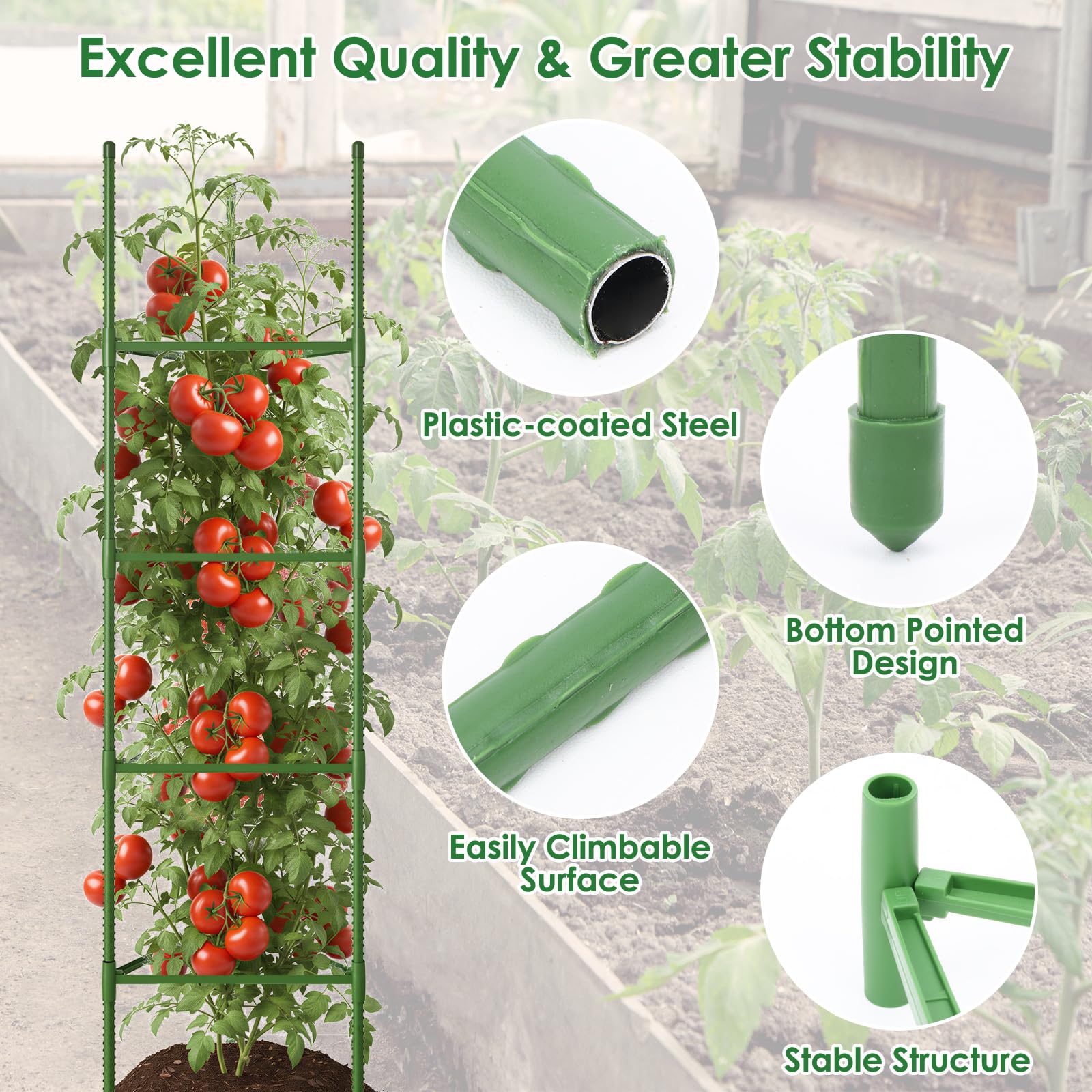 CEWOR easy-installation tomato trellis enables tool-free setup