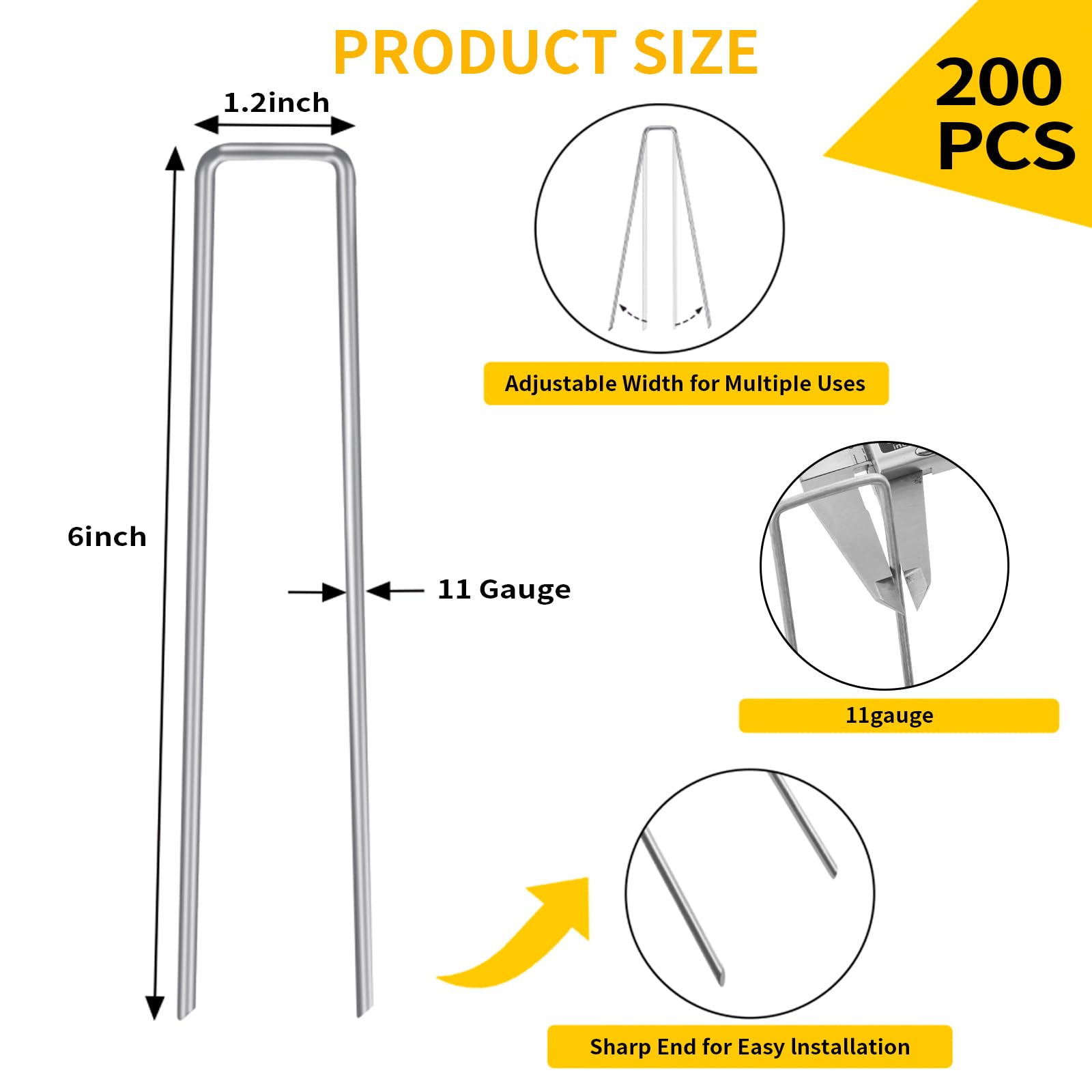 CEWOR galvanized 11-gauge stakes close-up with rust-resistant coating