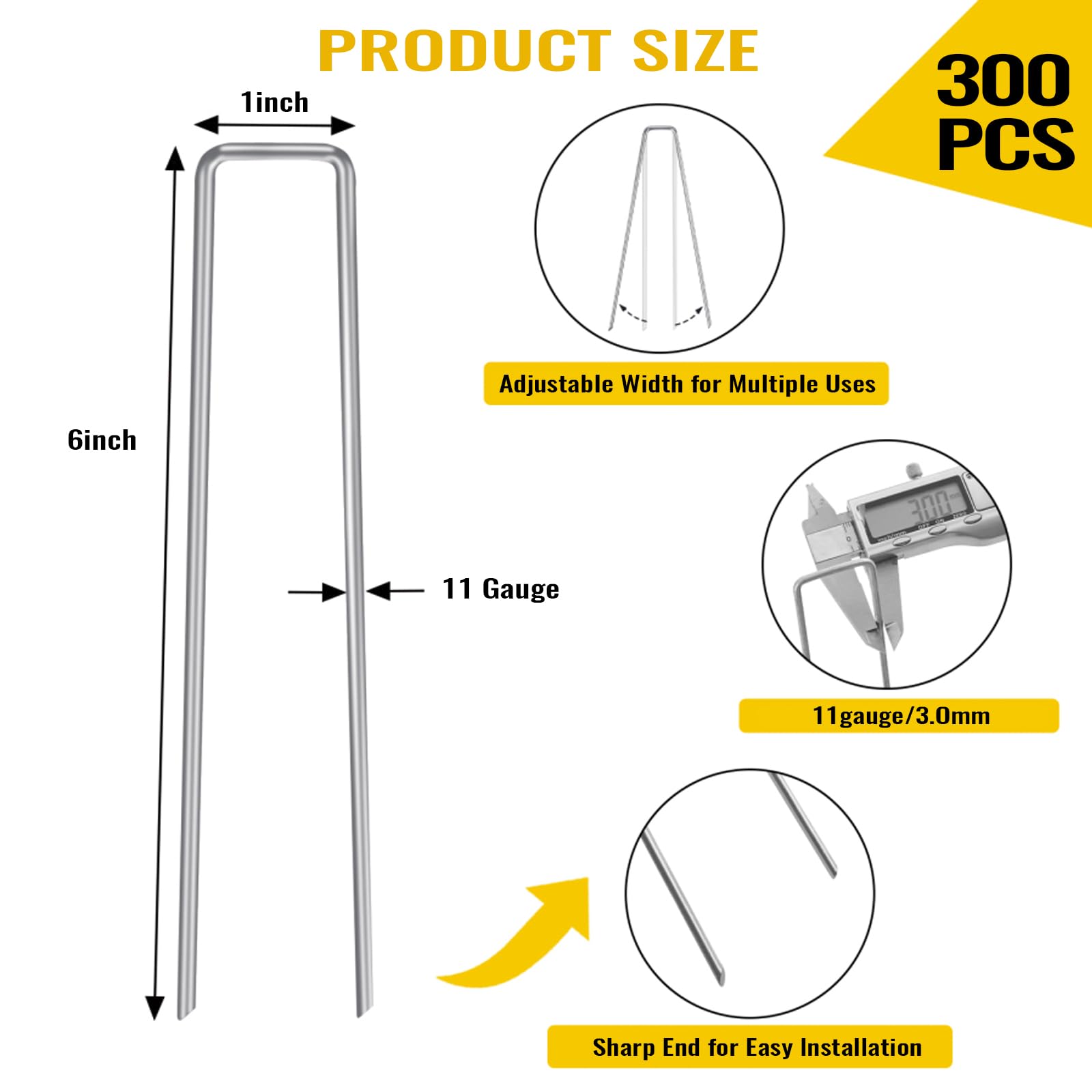 CEWOR galvanized garden-stake 6in provides sturdy anchorage for barrier fabric.