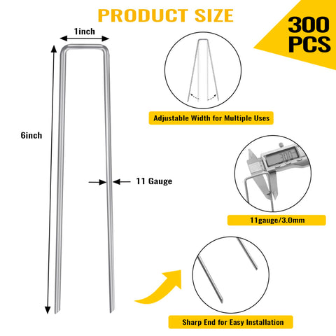 CEWOR galvanized garden-stake 6in provides sturdy anchorage for barrier fabric.