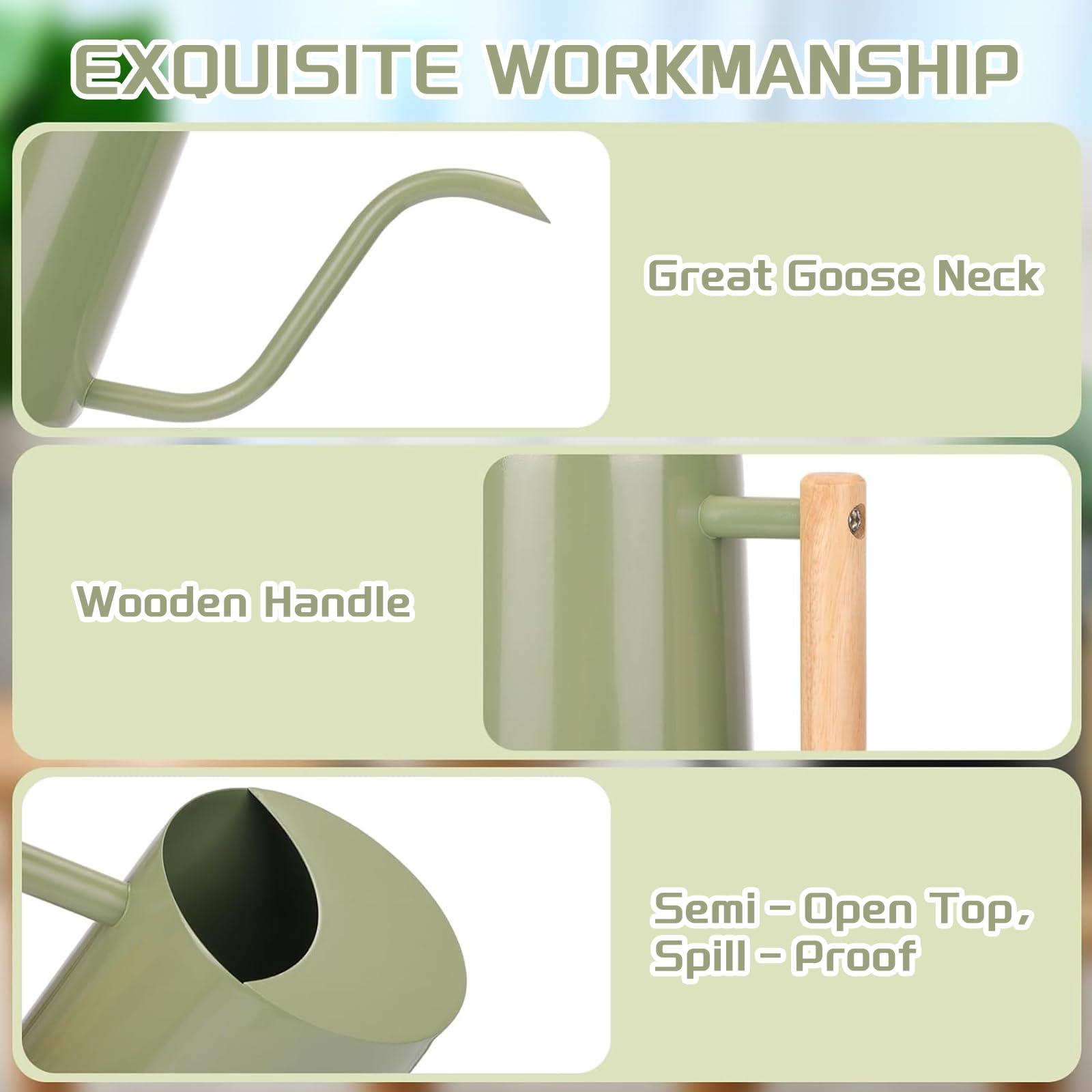 CEWOR Sage Green stainless-steel waterer resists rust